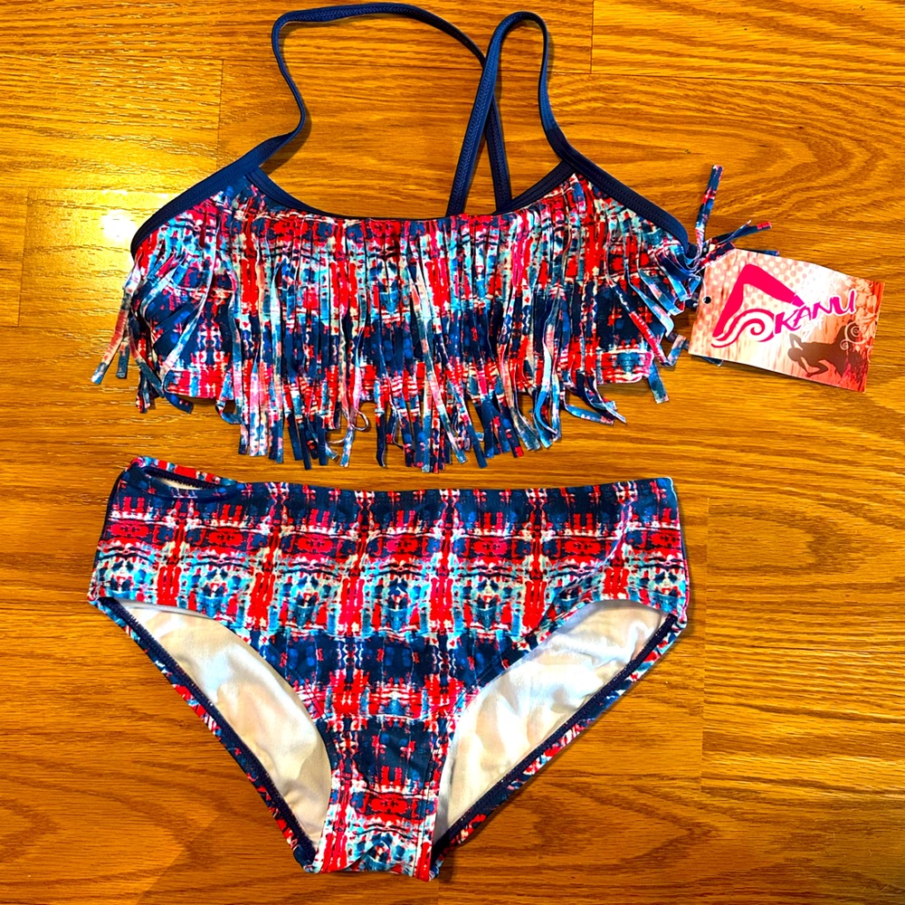 NWT Kanu Surf Americana Fringe Bikini Set size 14